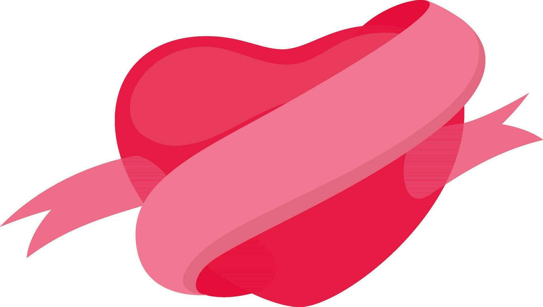 rood hart met roze lintje. vector