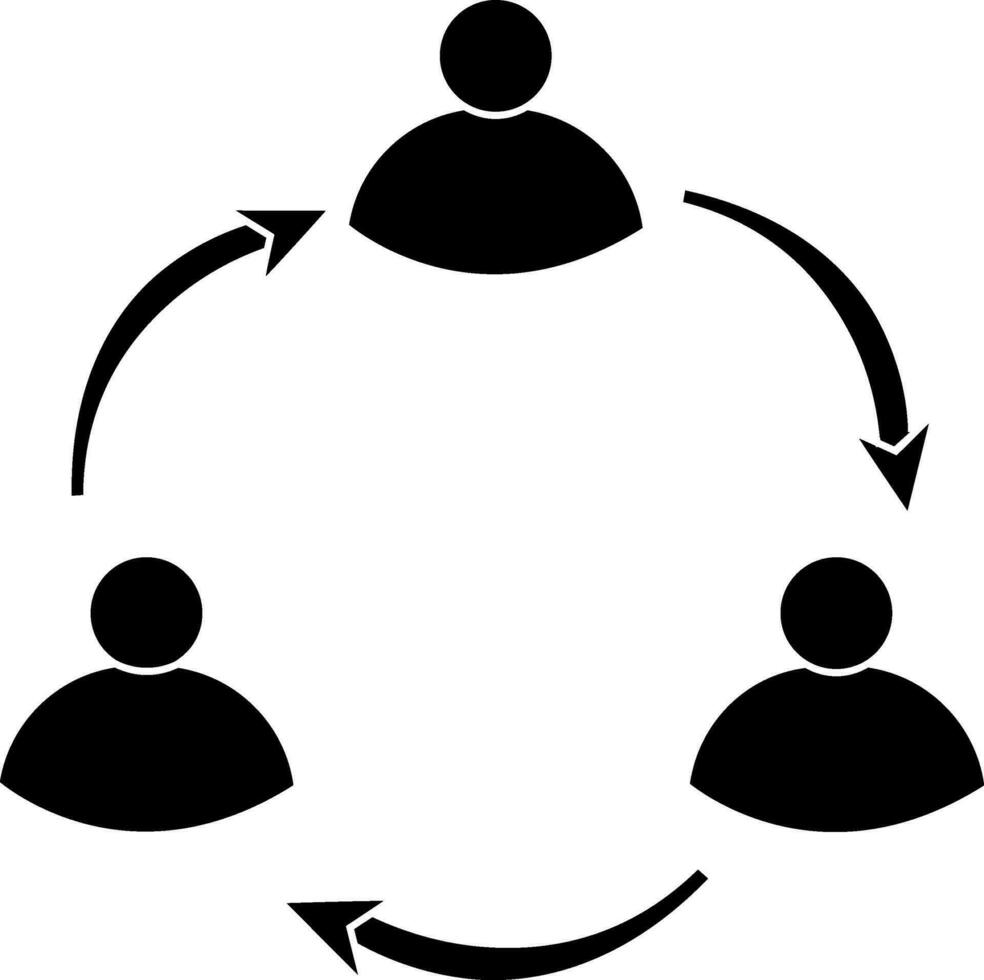 circulaire stijl van mensen verbonden in silhouet. vector