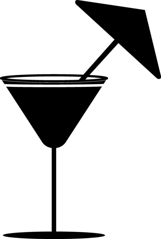 zwart paraplu versierd Aan cocktail glas. vector