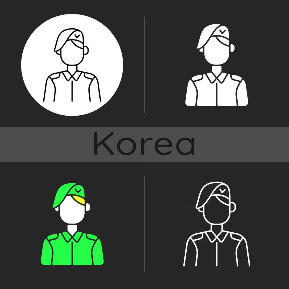 Koreaans militair donker themapictogram vector