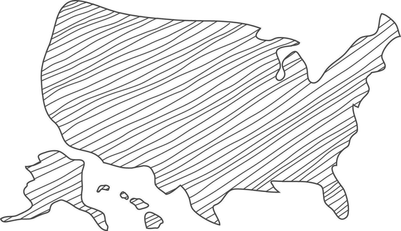 hand- getrokken kaart van de Verenigde staten van Amerika. Verenigde Staten van Amerika kaart schetsen. ons kaart hand- tekening. vector illustratie.
