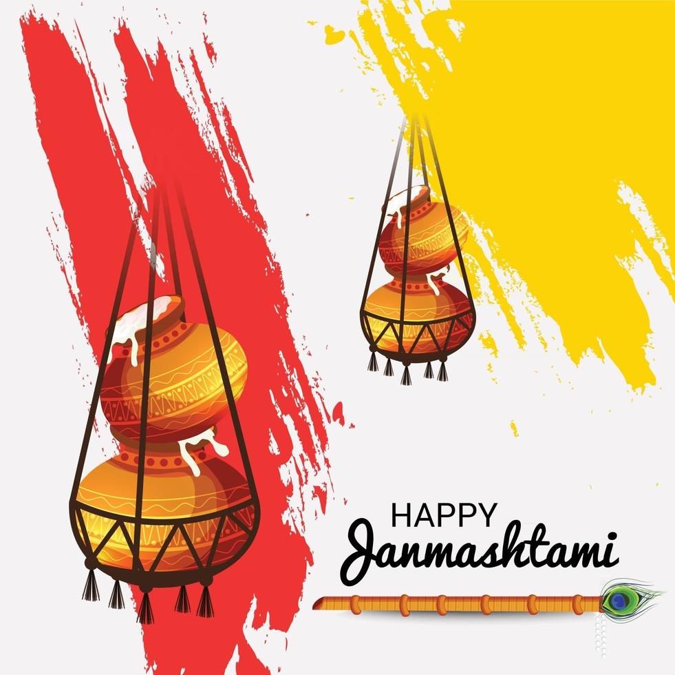 vectorillustratie van een achtergrond voor Indisch festival van gelukkige janmashtami vector