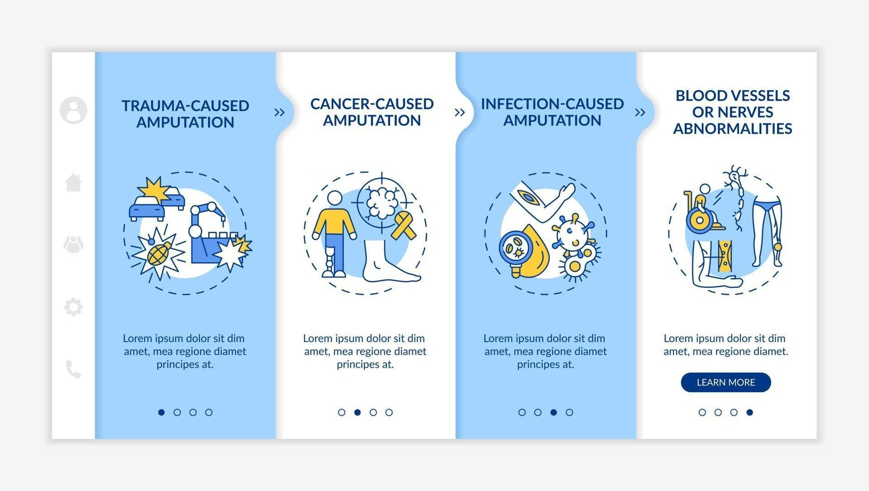 geamputeerde ledemaat veroorzaakt onboarding vector sjabloon