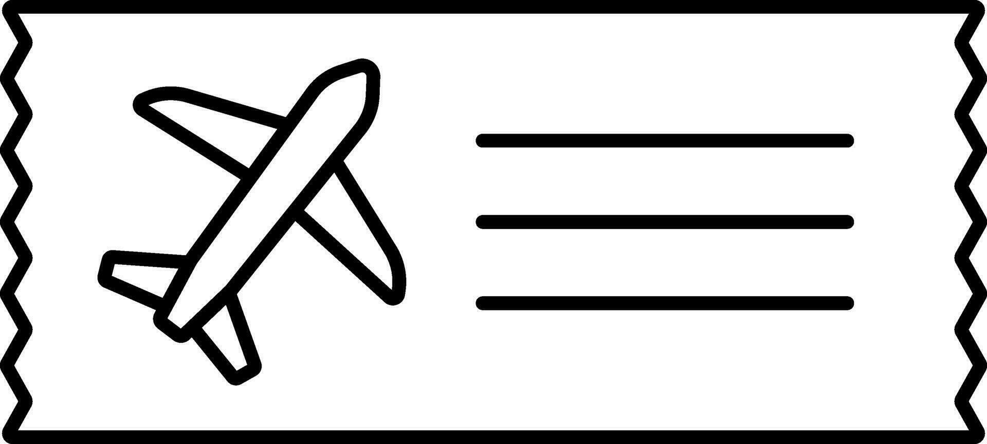 vliegtuig ticket icoon in zwart schets. vector