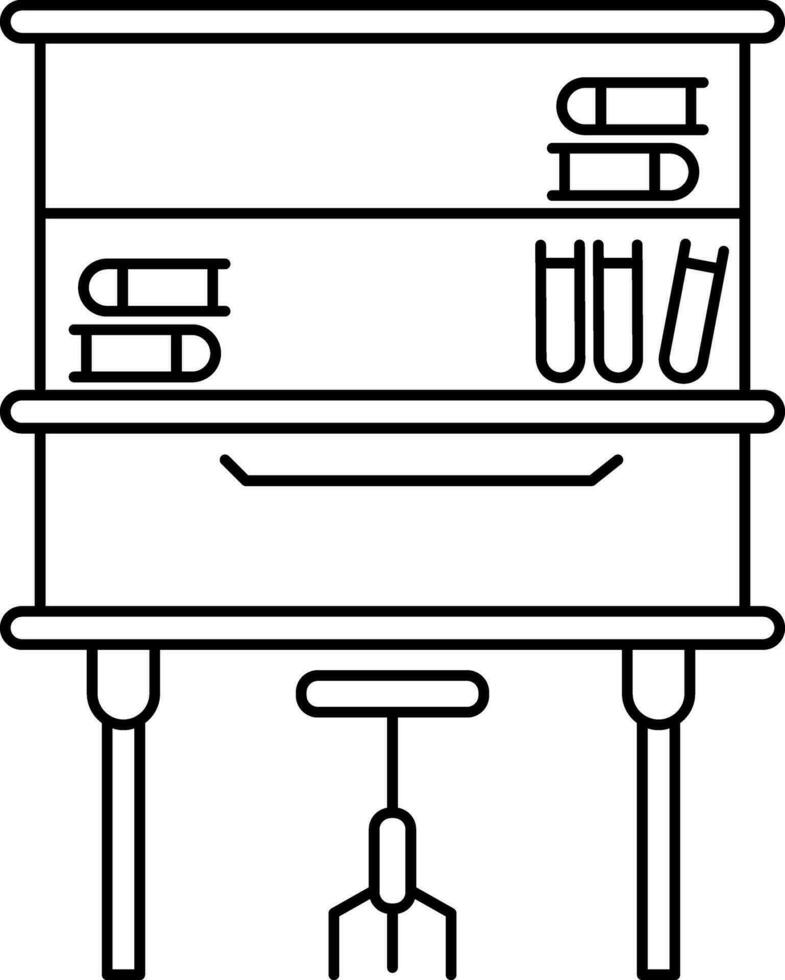 lijn kunst illustratie van studie kamer interieur icoon in zwart kleur. vector