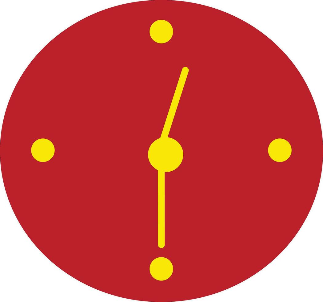 illustratie van een muur klok in rood en geel kleur. vector