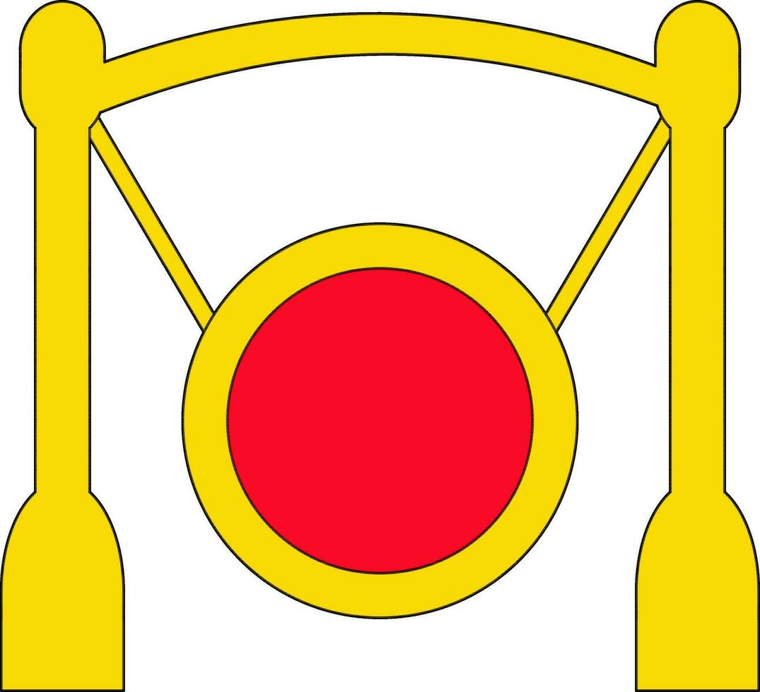 gong icoon met geel kleur en beroerte stijl van staan in geïsoleerd. vector