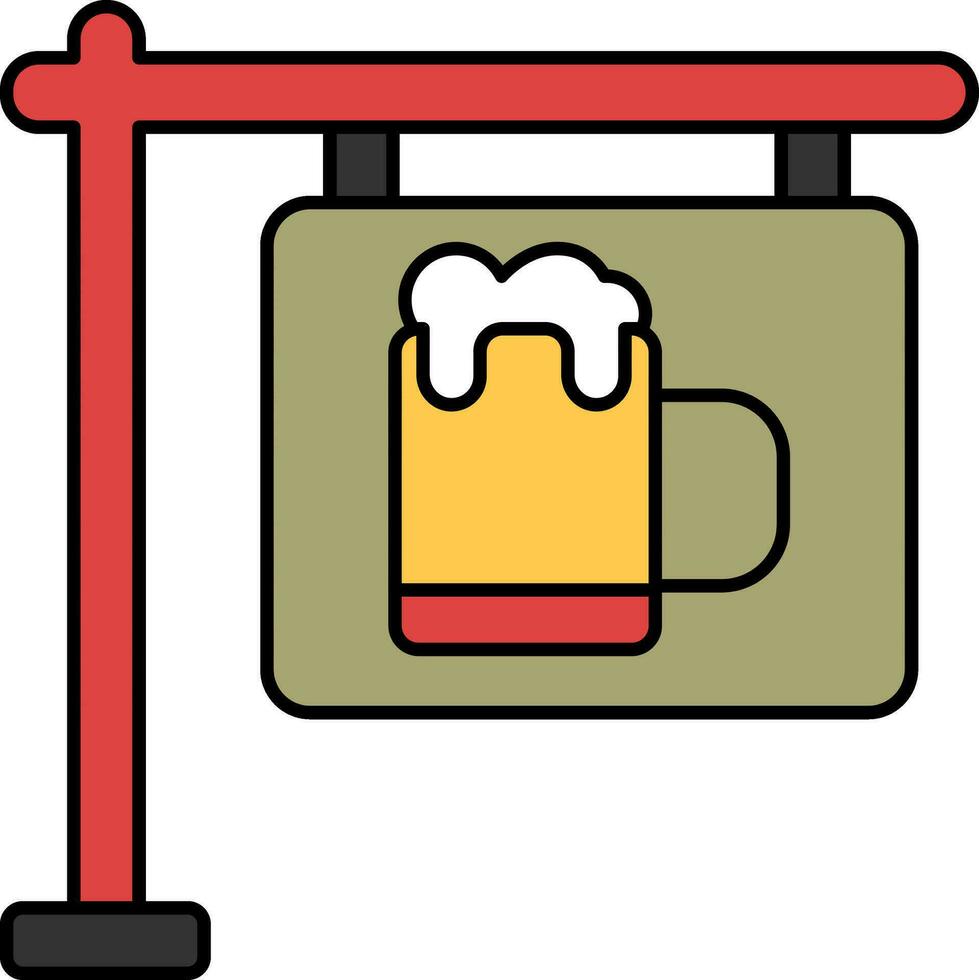 hangende bier bord kleurrijk icoon in vlak stijl. vector