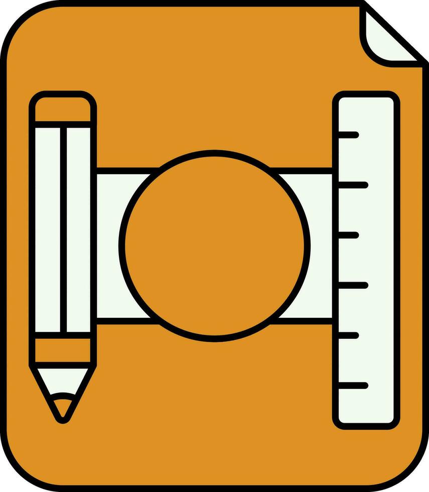 cirkel trek papier met potlood en heerser icoon in geel en wit kleur. vector