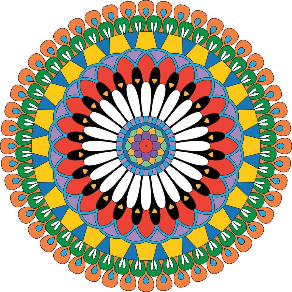 decoratief kleurrijk bloemen mandala vector illustratie geïsoleerd Aan wit achtergrond