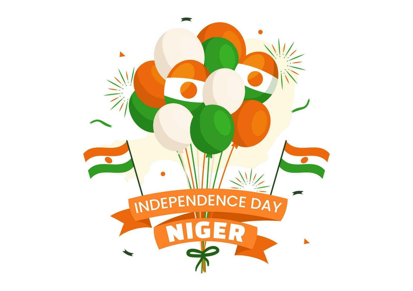 gelukkig Niger republiek dag vector illustratie met golvend vlag en land openbaar vakantie in tekenfilm hand- getrokken landen bladzijde achtergrond Sjablonen