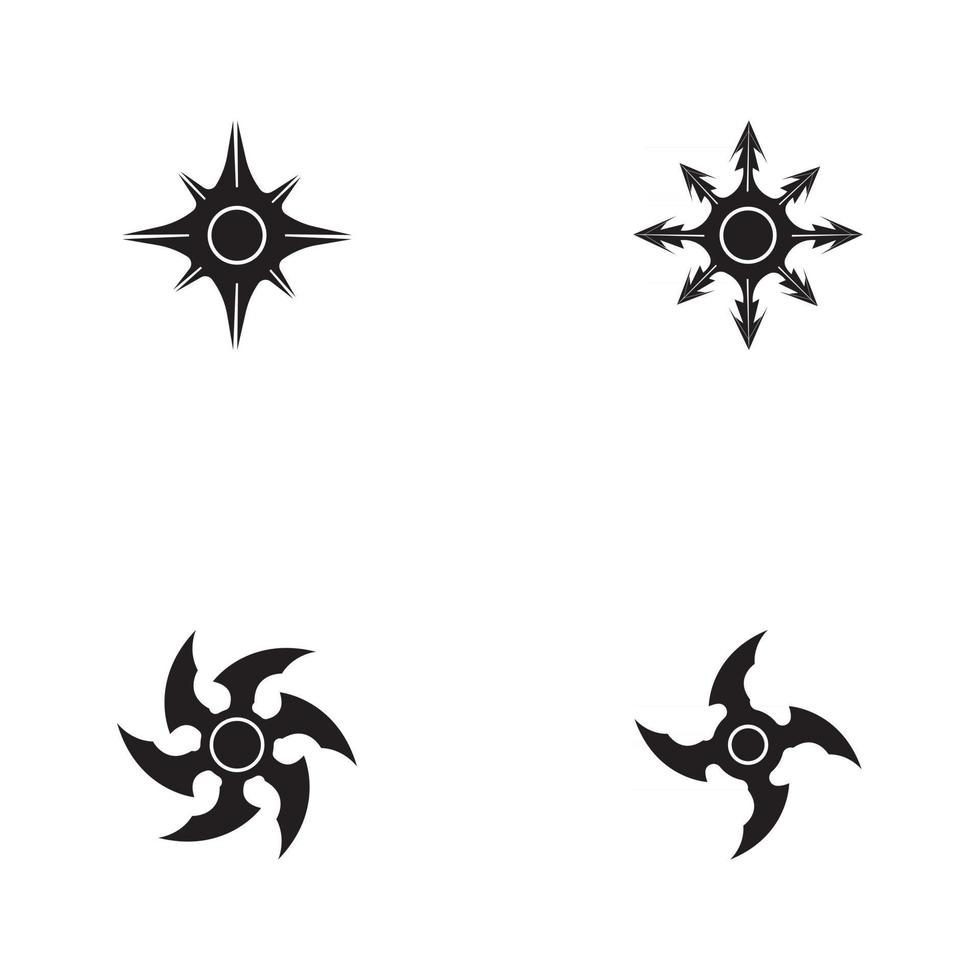 ninja shuriken zwart solide pictogram modern design vector