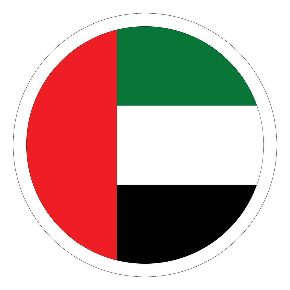 Verenigde Arabisch emiraten vlag in ronde cirkel. Arabisch emiraten vlag cirkel. vector
