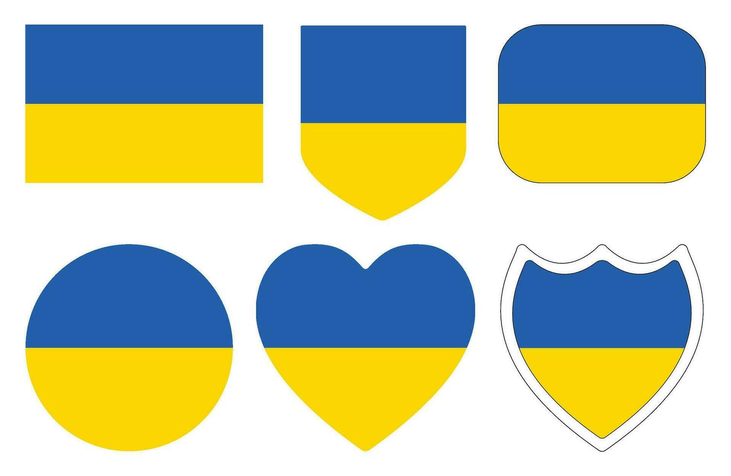 Oekraïne vlag in ontwerp vorm set. vlag van Oekraïne in ontwerp vorm set. vector