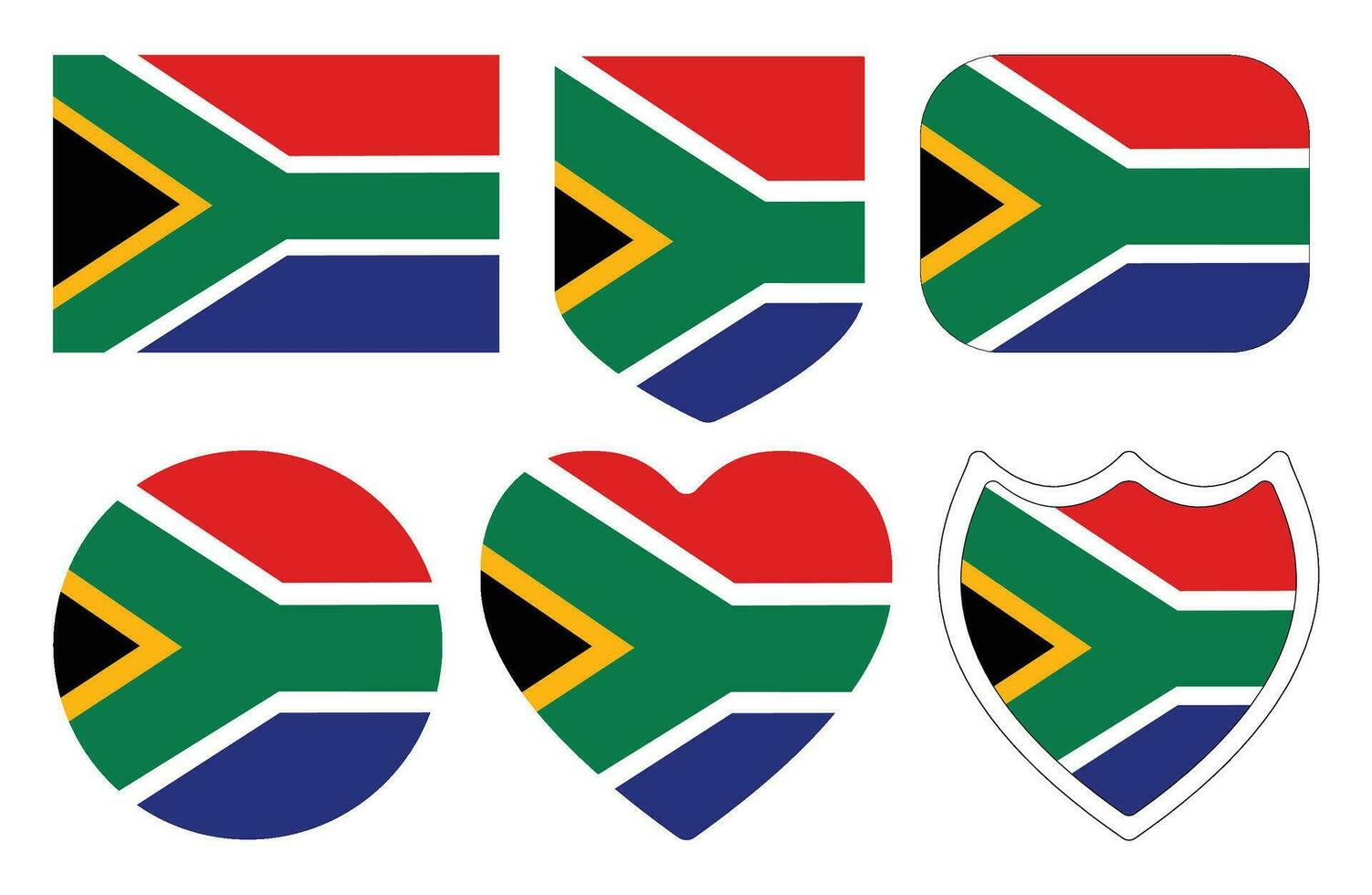 vlag van zuiden Afrika in vorm set. zuiden Afrika vlag in vorm set. vector