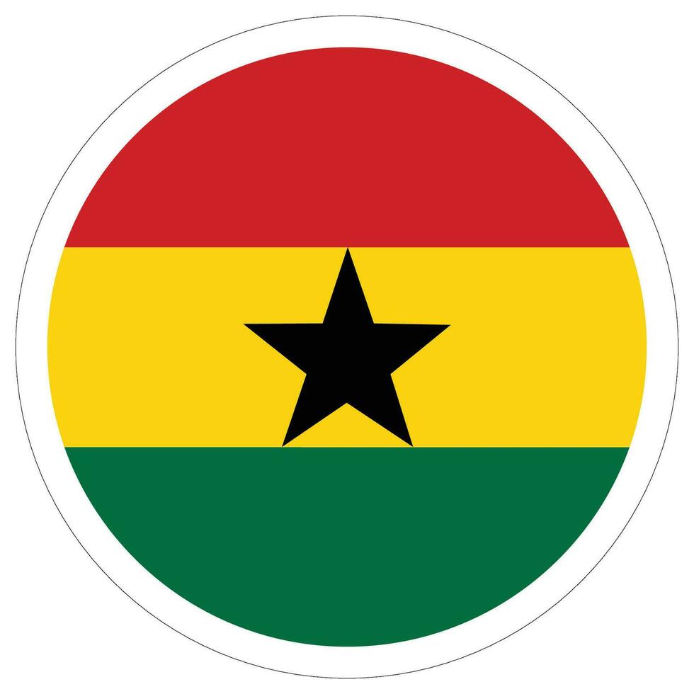 Ghana vlag cirkel vorm geven aan. vlag van Ghana in ronde ontwerp vorm vector