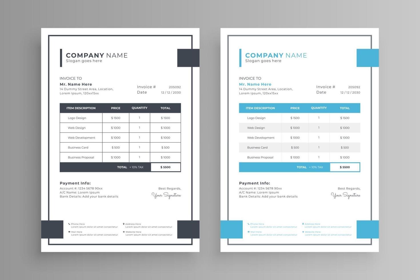 factuurontwerp met frame vector