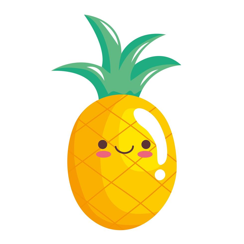 schattige ananas sticker kawaii karakter pictogram vector