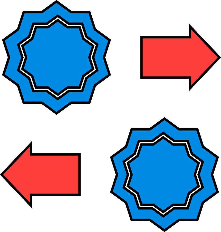 illustratie van sticker met pijl in vlak stijl. vector