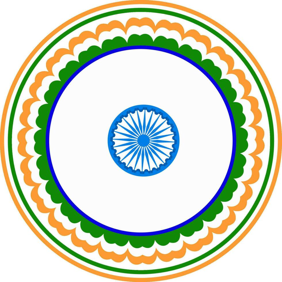Indisch vlag kleur circulaire kader met Ashoka wiel. vector