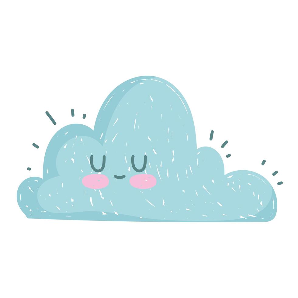 schattige cartoon wolk weer witte achtergrond vector