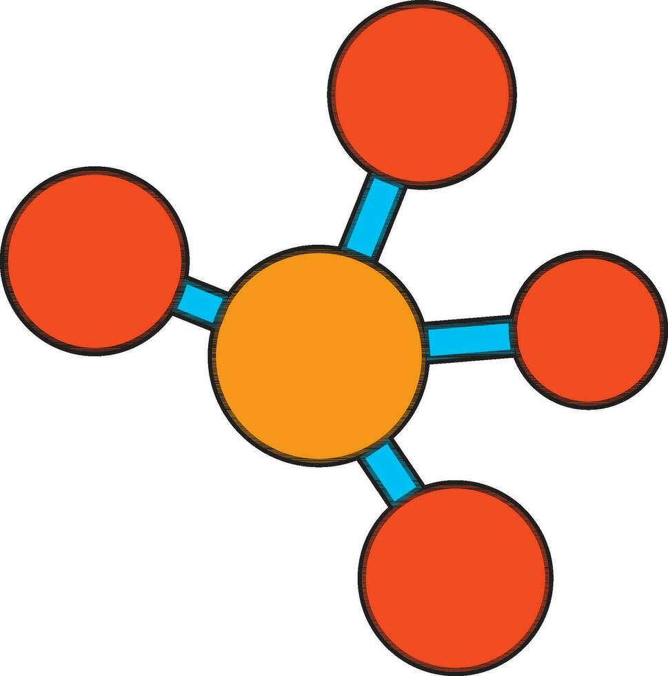 molecuul icoon in geel en oranje kleur. vector