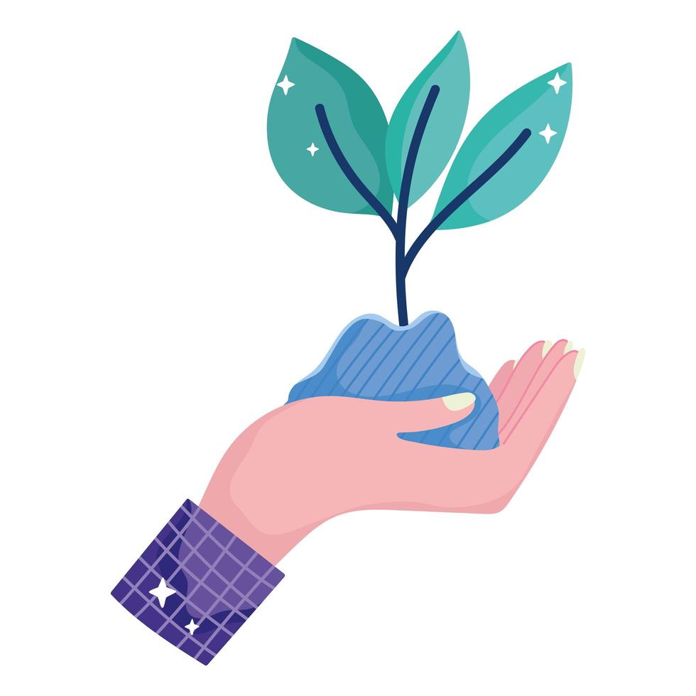 hand met plant vector