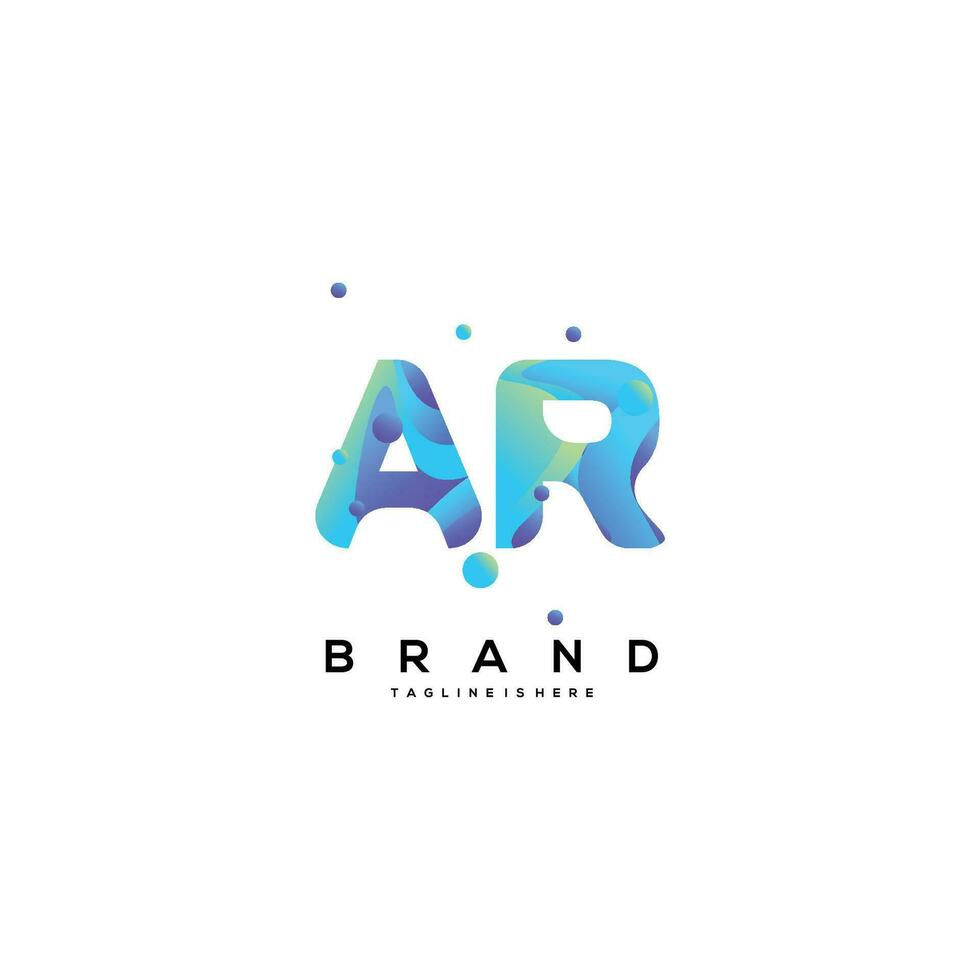 eerste brief ar logo ontwerp met kleurrijk stijl kunst vector
