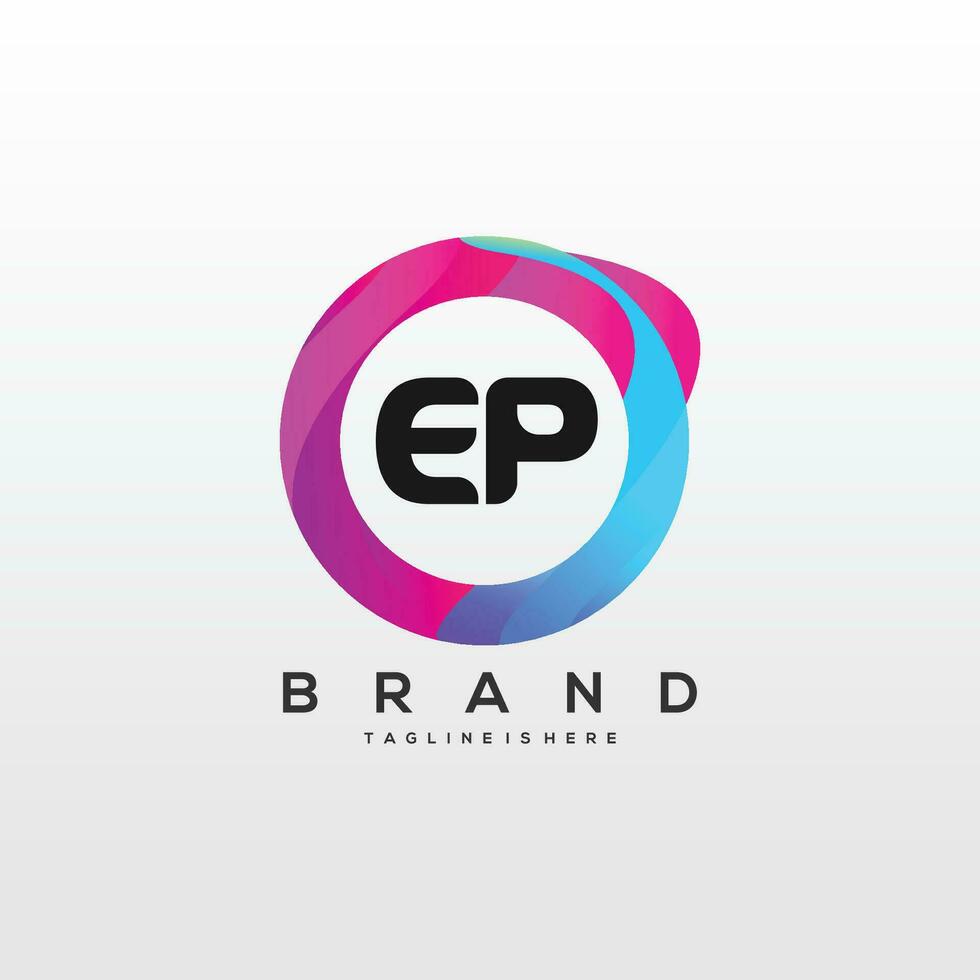 eerste brief ep logo ontwerp met kleurrijk stijl kunst vector