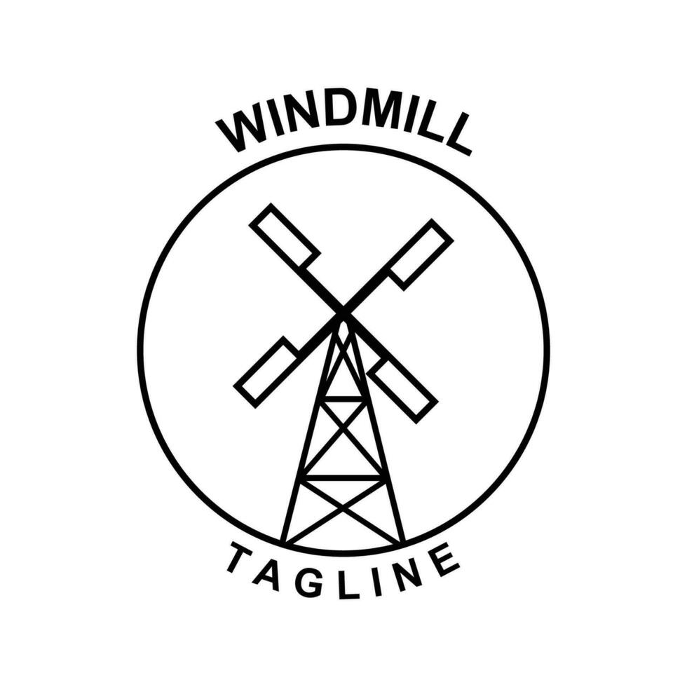 oud windmolen logo ontwerp vector, windmolen retro wijnoogst logo sjabloon vector