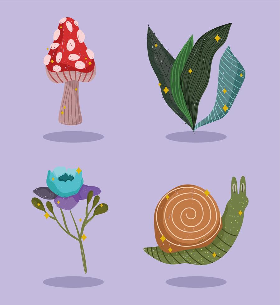 botanische natuur pictogrammen vector