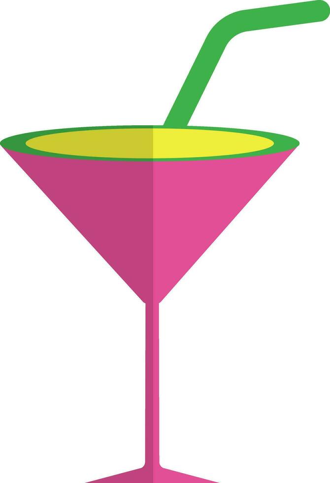 cocktail glas in roze en groen kleur. vector