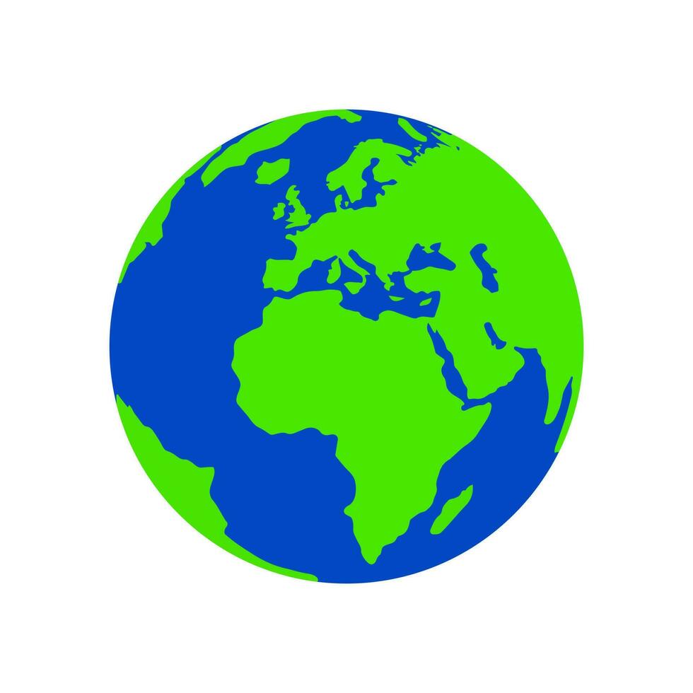 vlak wereldbol groen blauw continenten geïsoleerd vector icoon illustratie