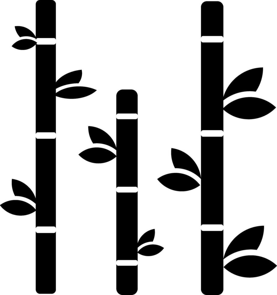 zwart en wit icoon van bamboe in vlak stijl. vector