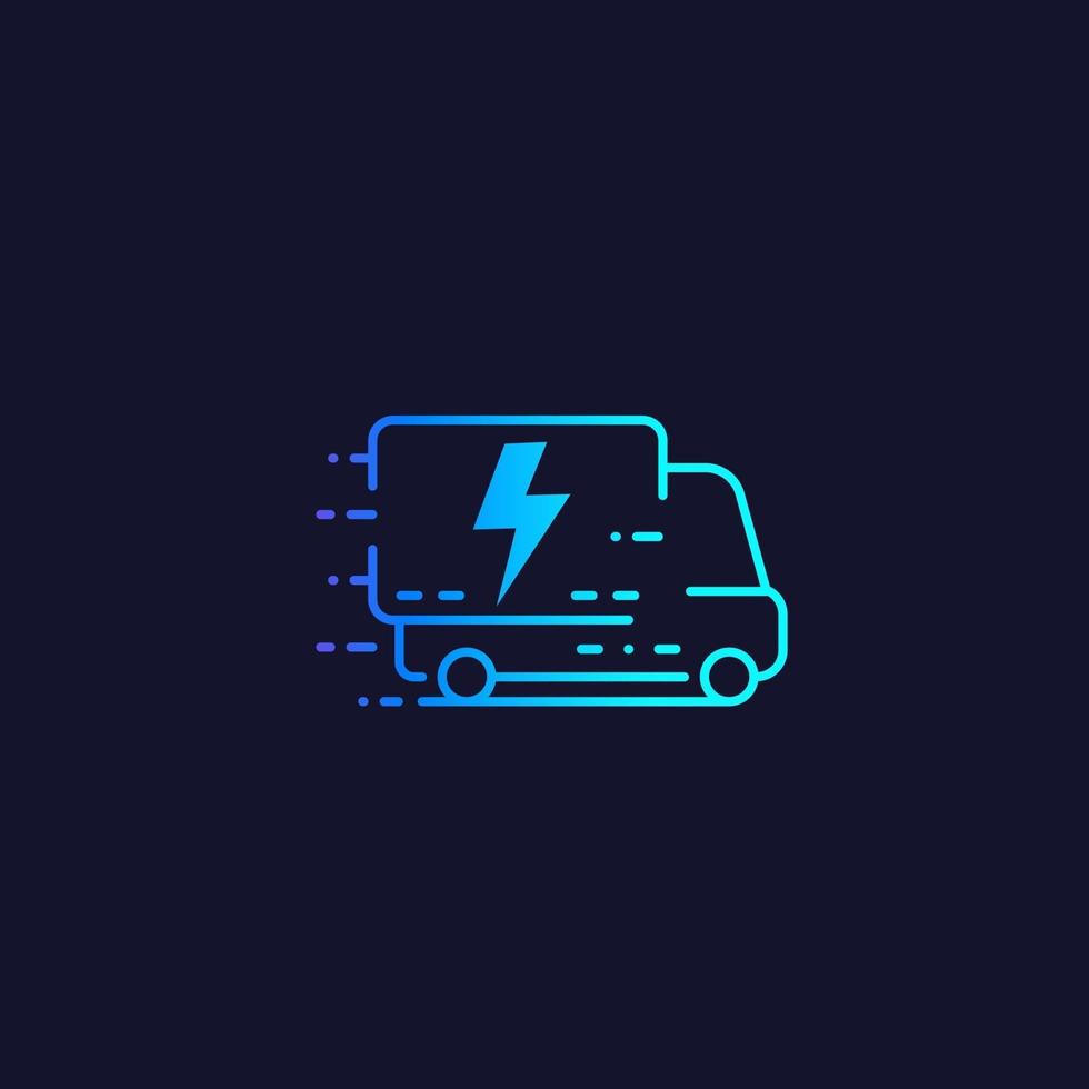 elektrische bestelwagen of bestelwagen vector lijn pictogram