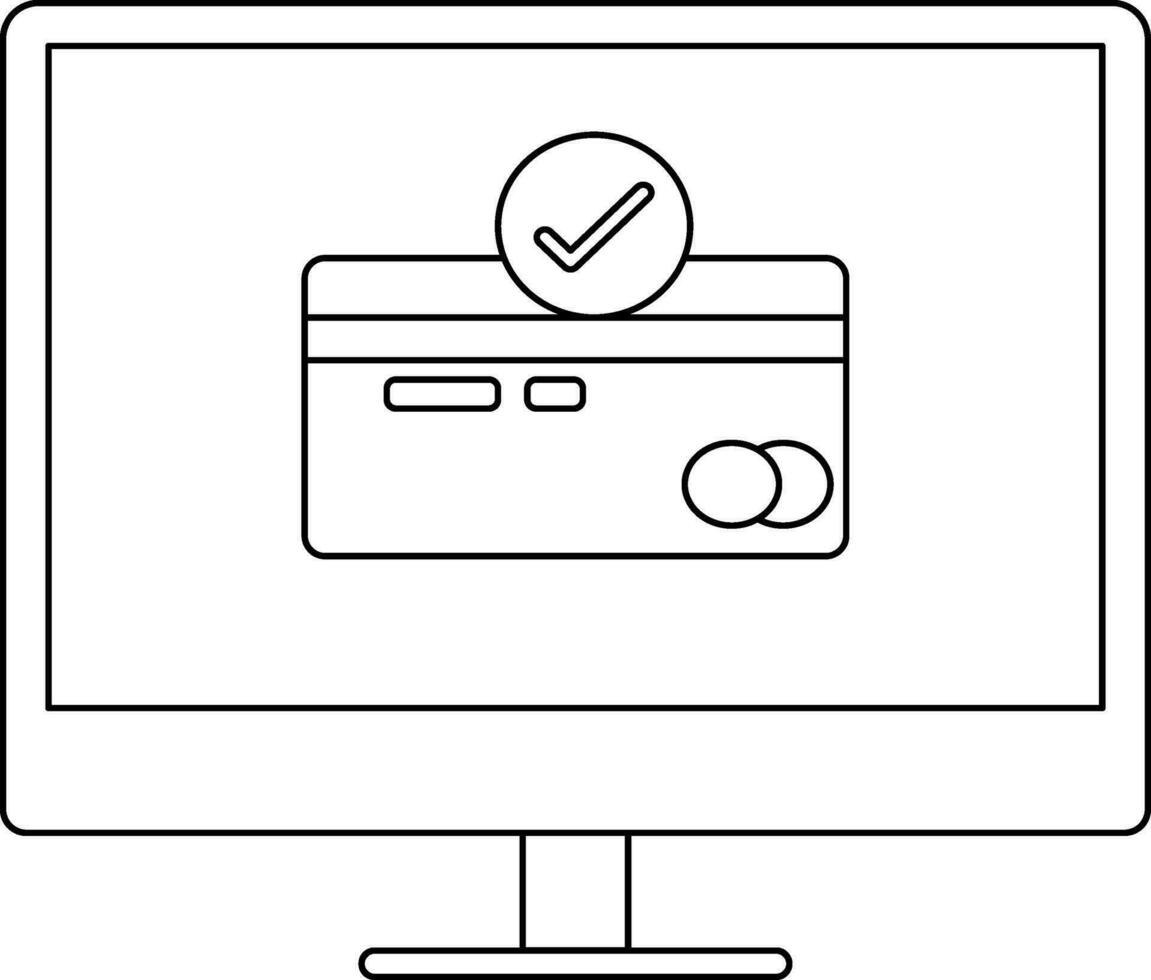 kaart en betaling goedgekeurd teken in computer scherm. vector