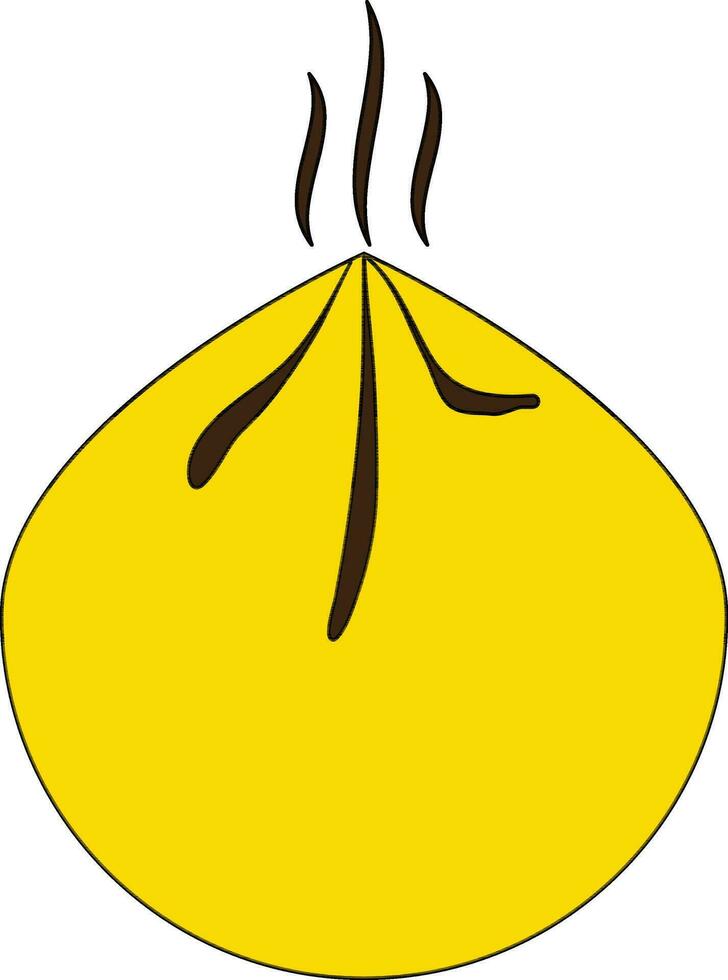 Chinese knoedel icoon in geel kleur met hartinfarct. vector