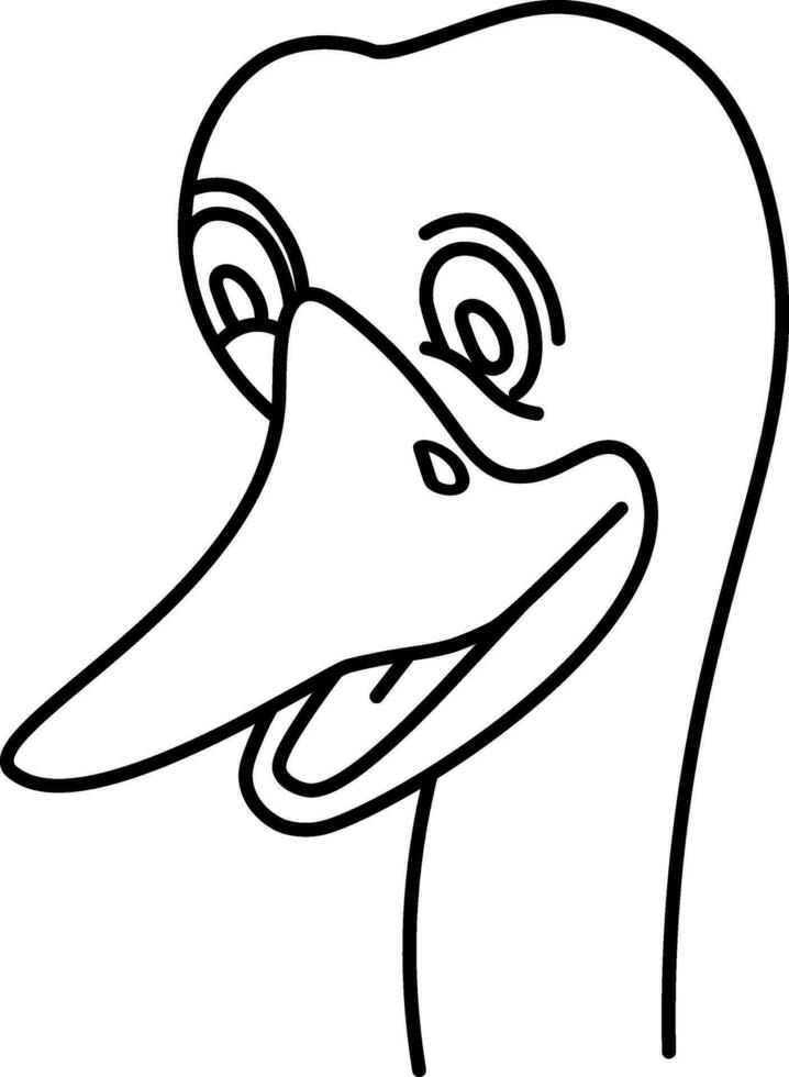 zwart lijn kunst illustratie van struisvogel gezicht icoon in vlak stijl. vector