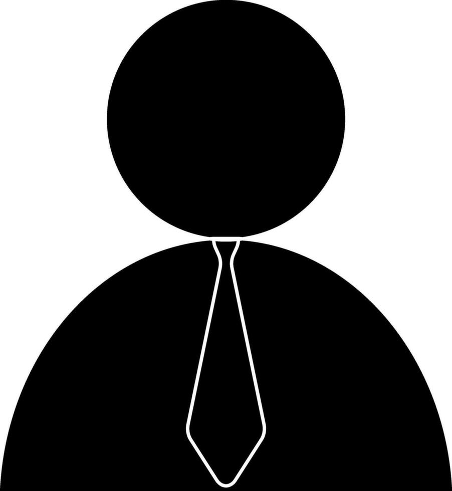 karakter van bedrijf Mens icoon met stropdas en jurk in zwart. vector