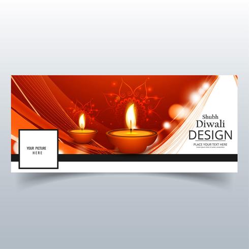 Mooi Happy diwali diya olielamp festival facebook cover des vector