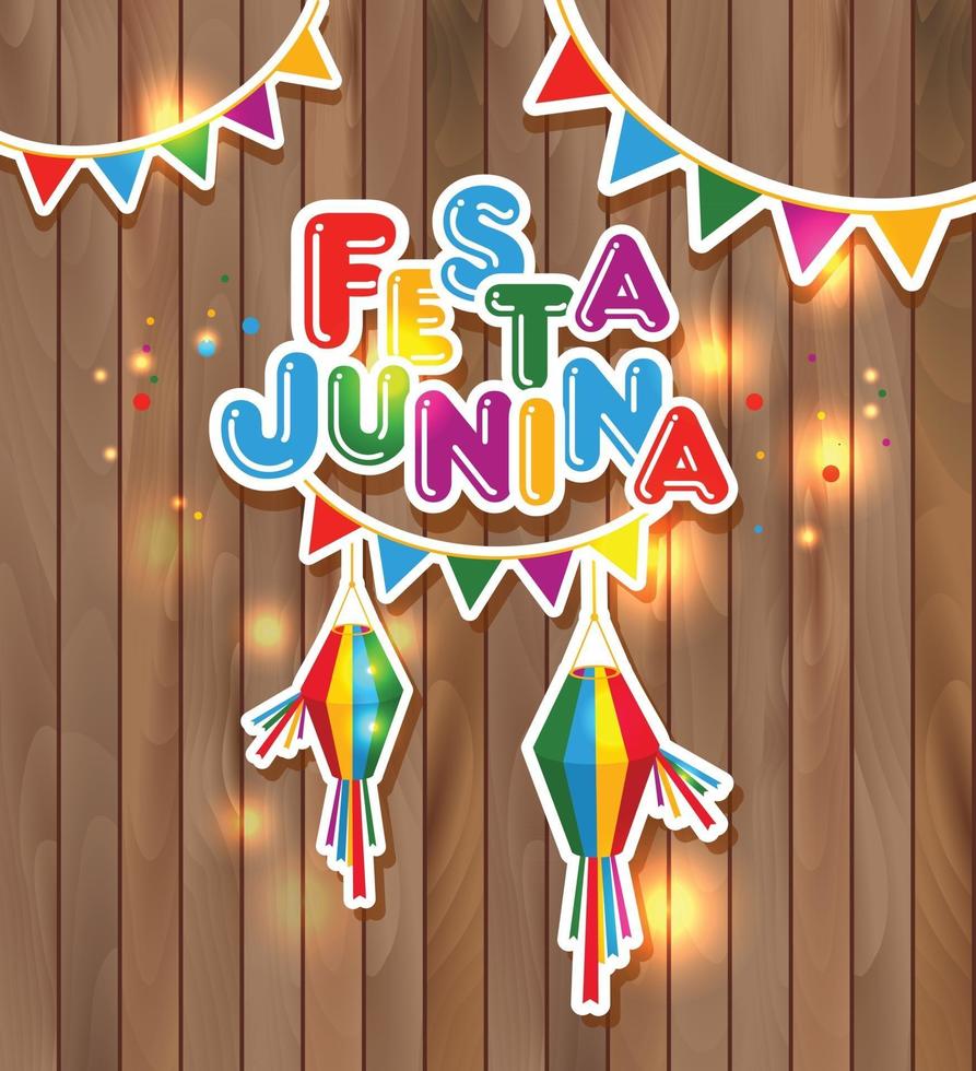 festa junina vectorillustratie op houten vector