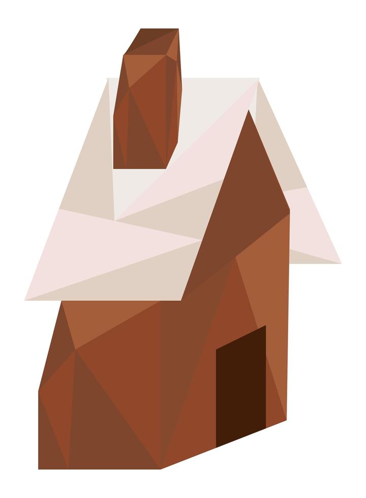 houten huis lowpoly vector