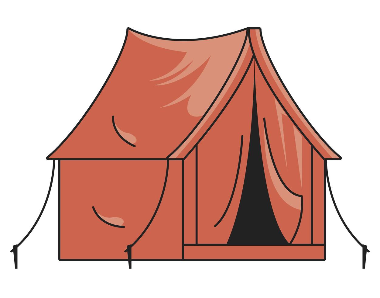 camping oranje tent vector