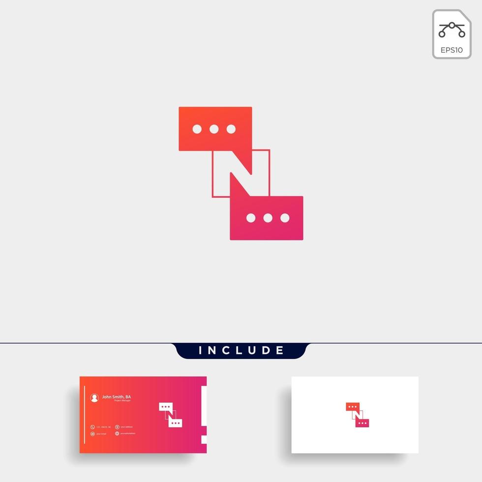 letter n chat logo sjabloonontwerp vector