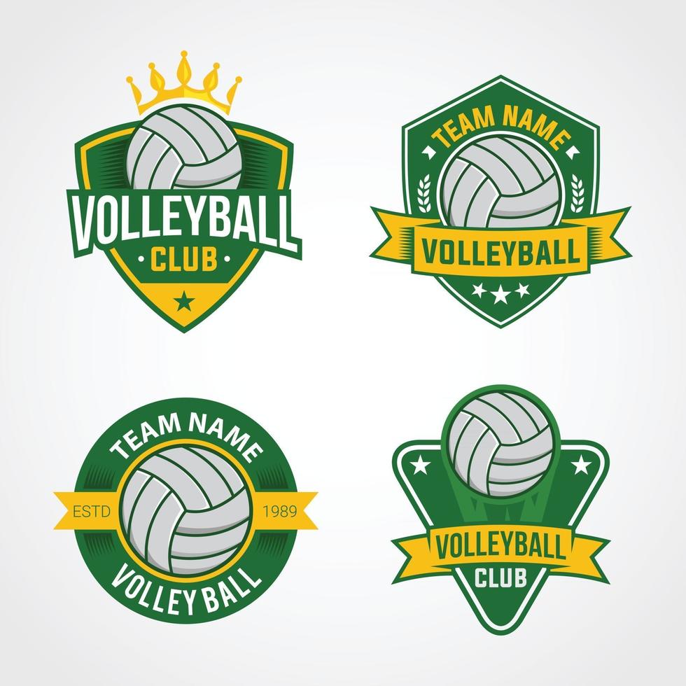 geïsoleerde volleybal logo badges ontwerpen met schild vector