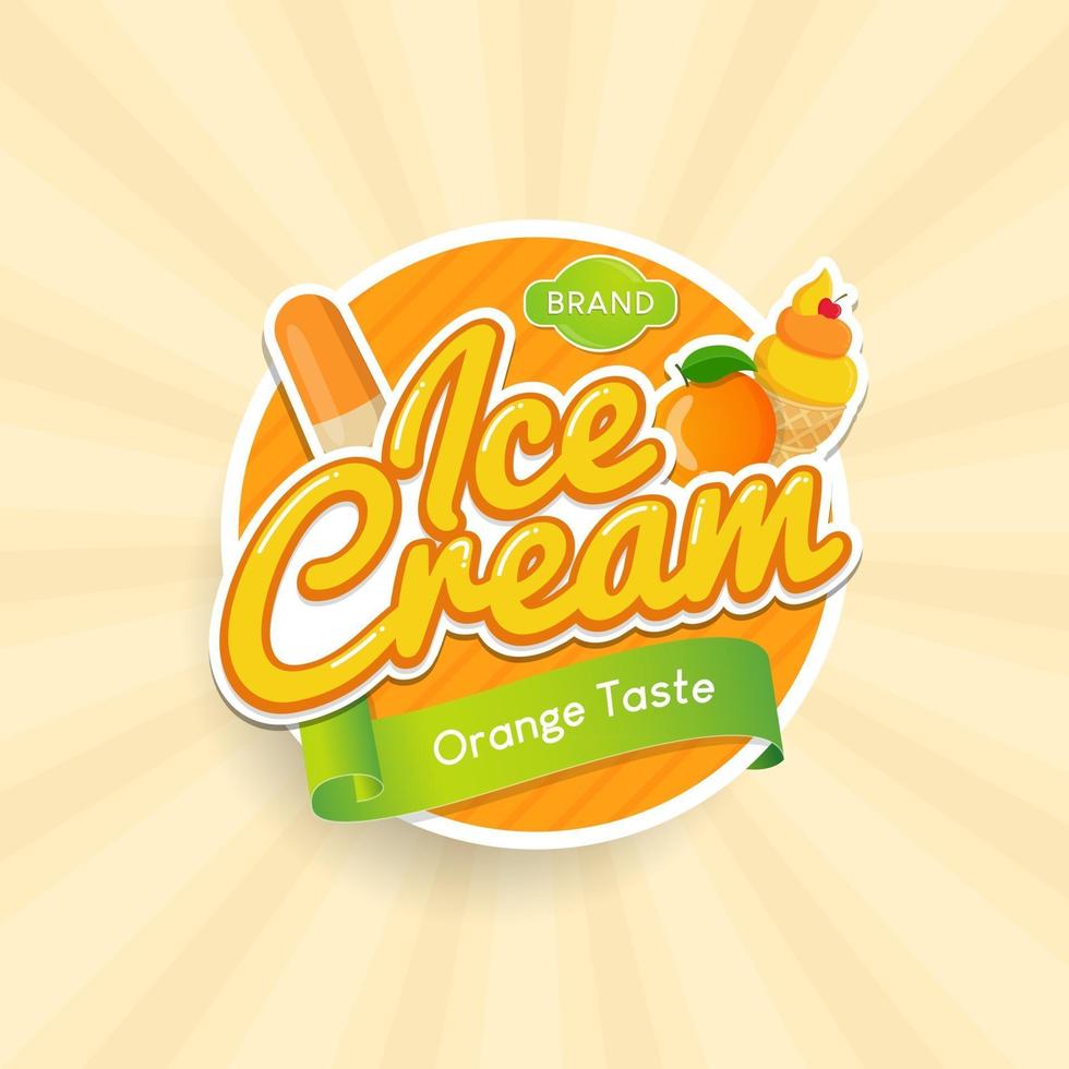 label en badge van ijs met sinaasappelsmaak vector