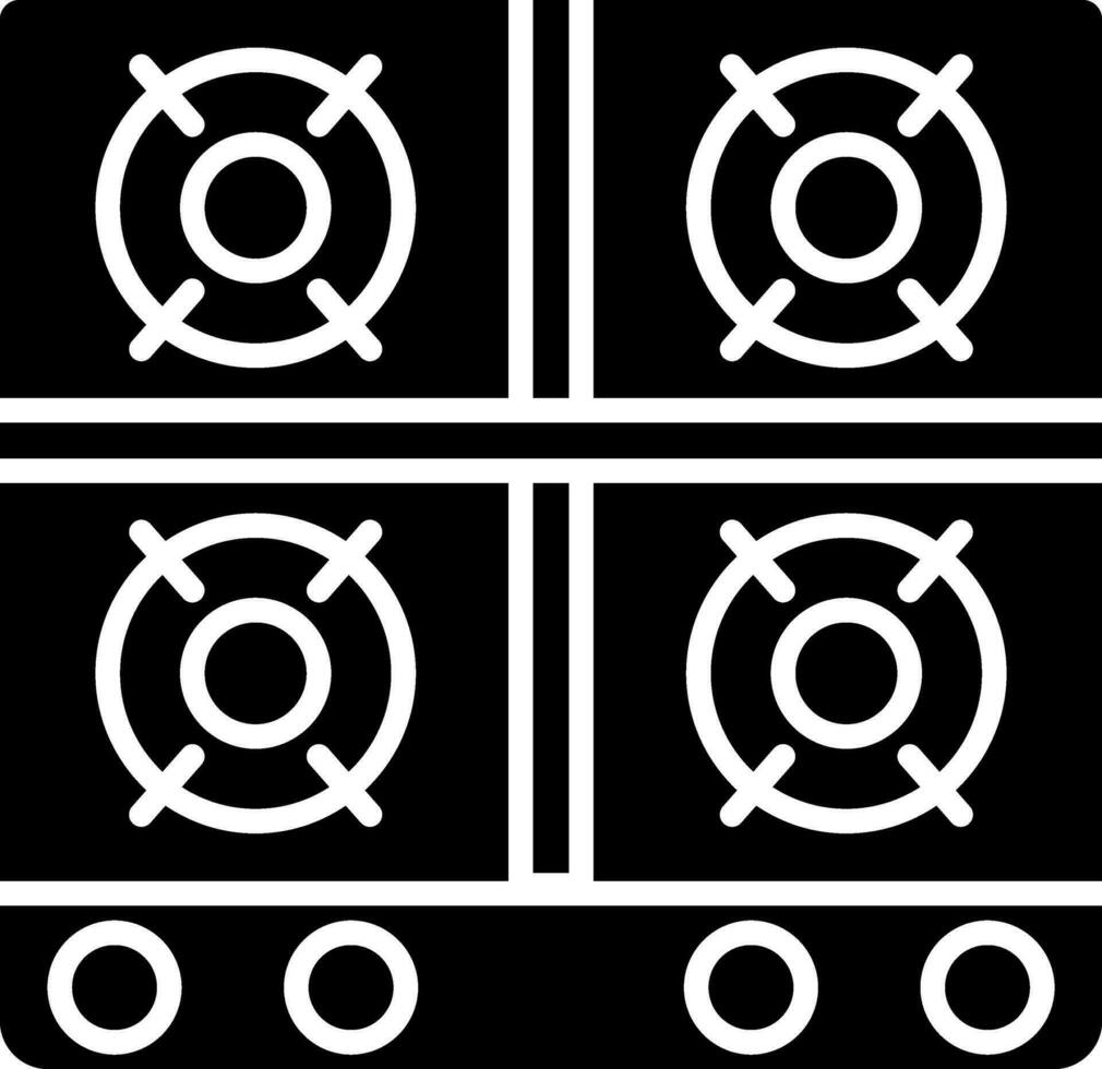 gas- fornuis icoon in zwart en wit kleur. vector