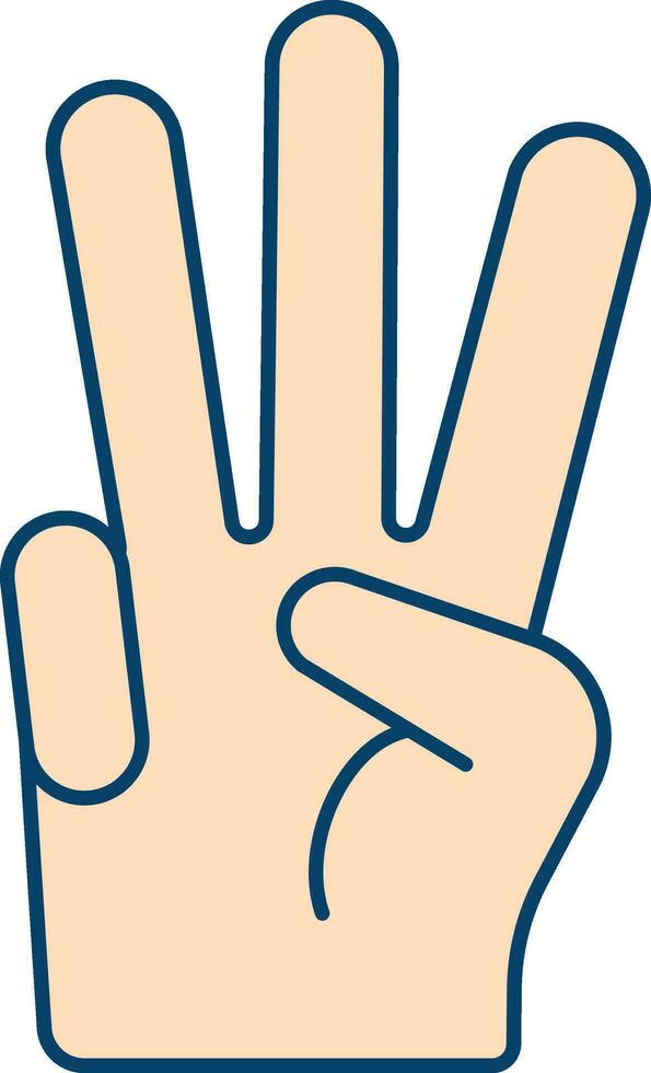 drie vinger tonen hand- perzik icoon in vlak stijl. vector