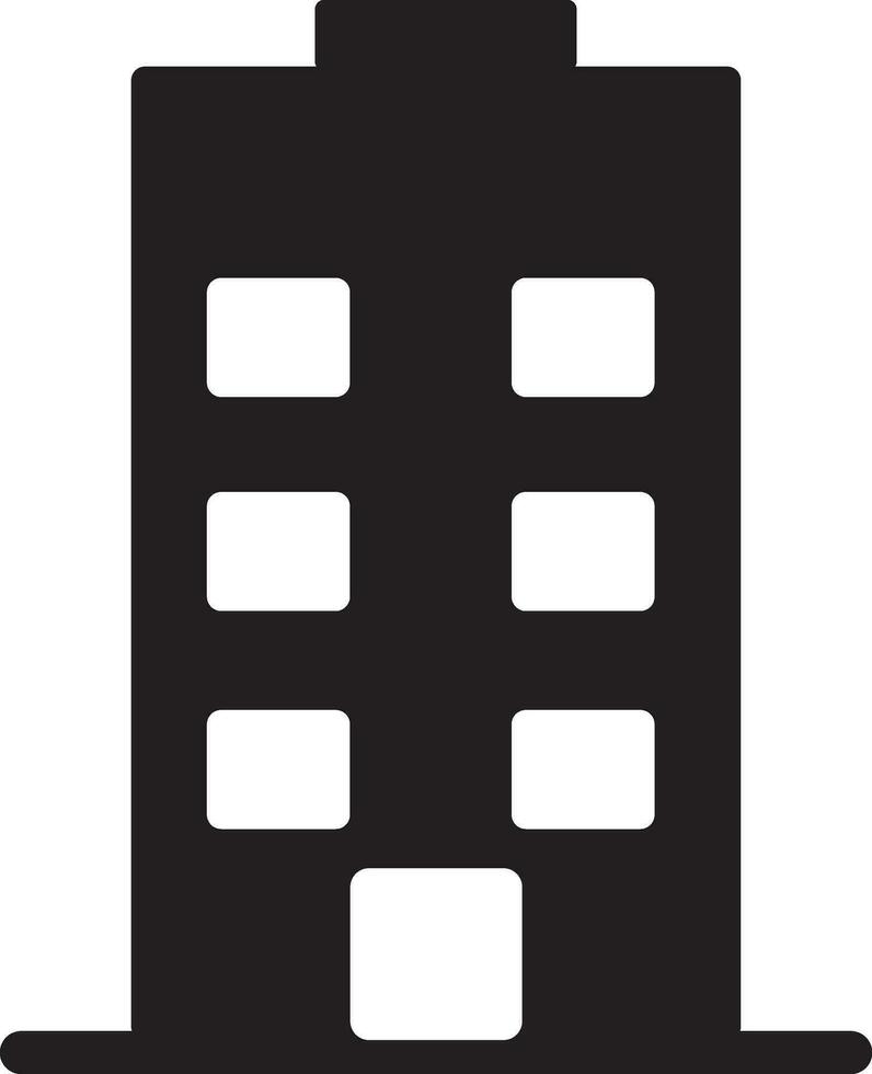 zwart en wit gebouw in vlak stijl illustratie. glyph icoon of symbool. vector
