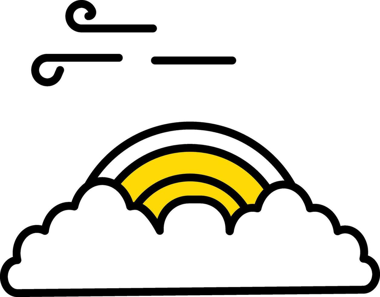 geel en wit regenboog wolk icoon of symbool. vector